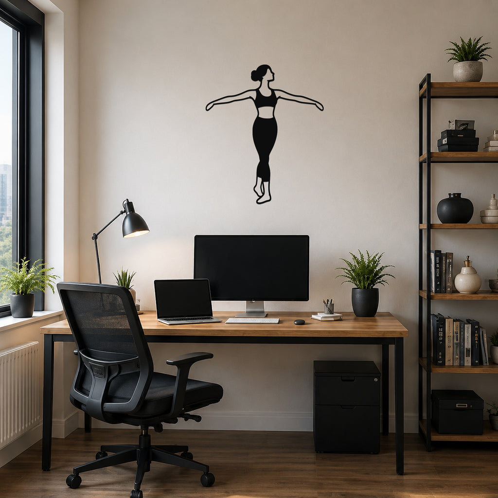 Female Ballet À la quatrième derrière waterproof steel metal wall art, mockup 6