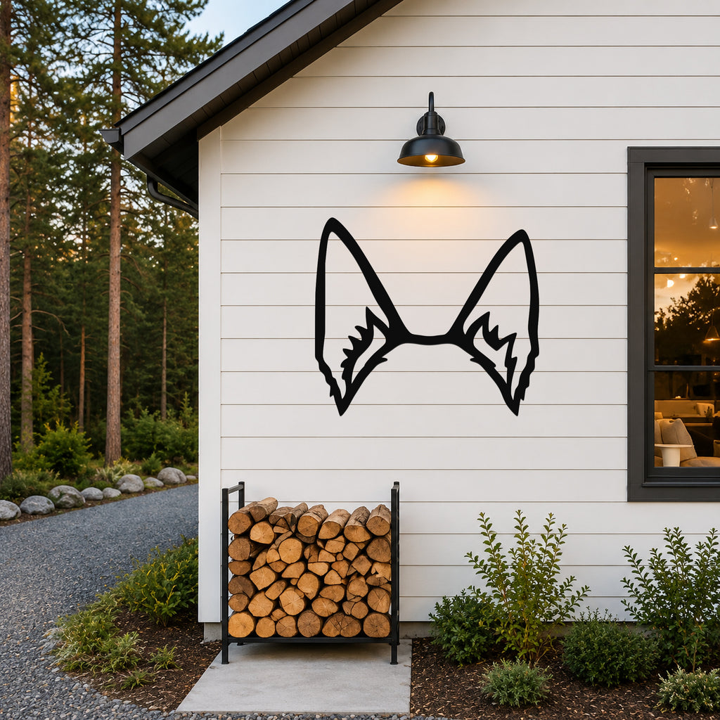 German Shepherd dog ear waterproof metal wall art, mockup 6
