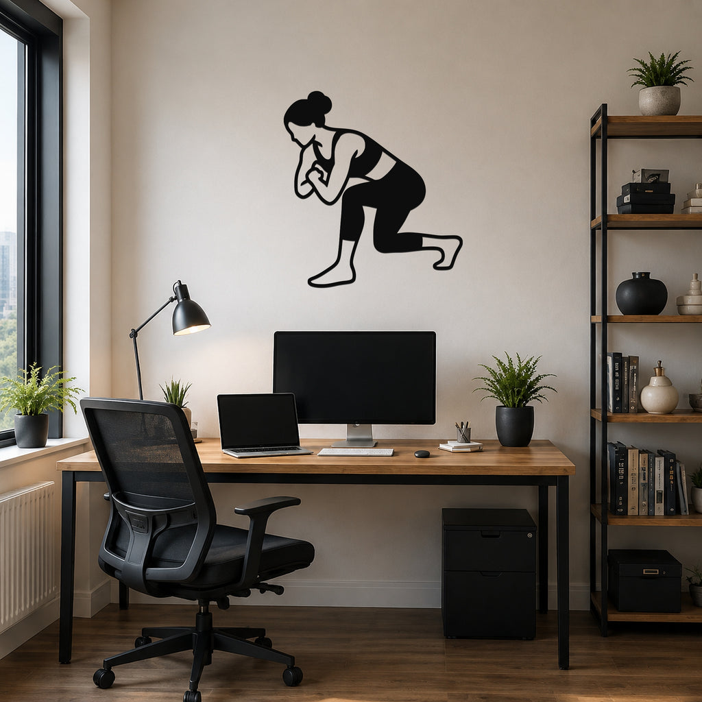 Female Wrestling Single Leg Entry waterproof steel metal wall art, mockup 6