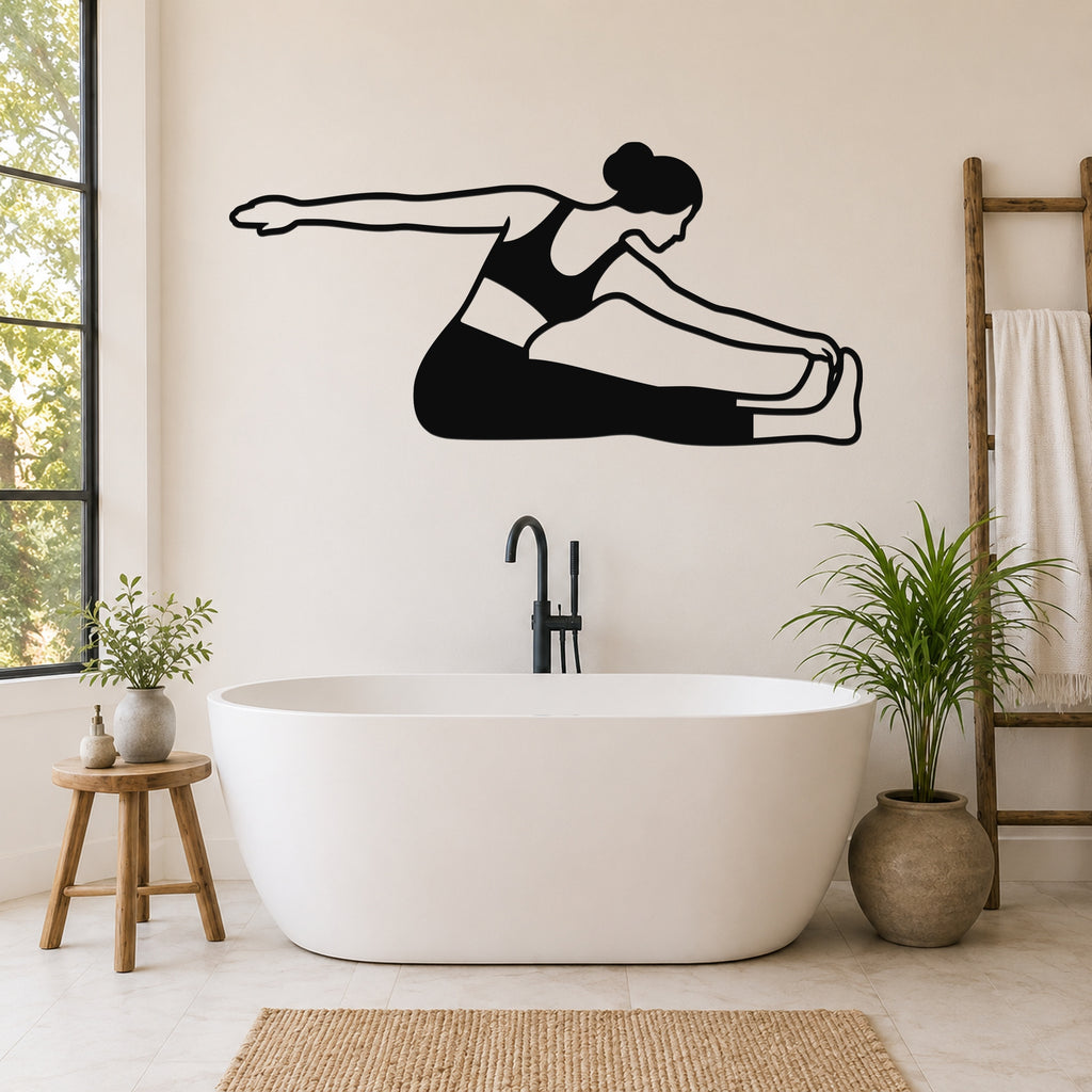 Female Classical Pilates Saw waterproof steel metal wall art, mockup 6