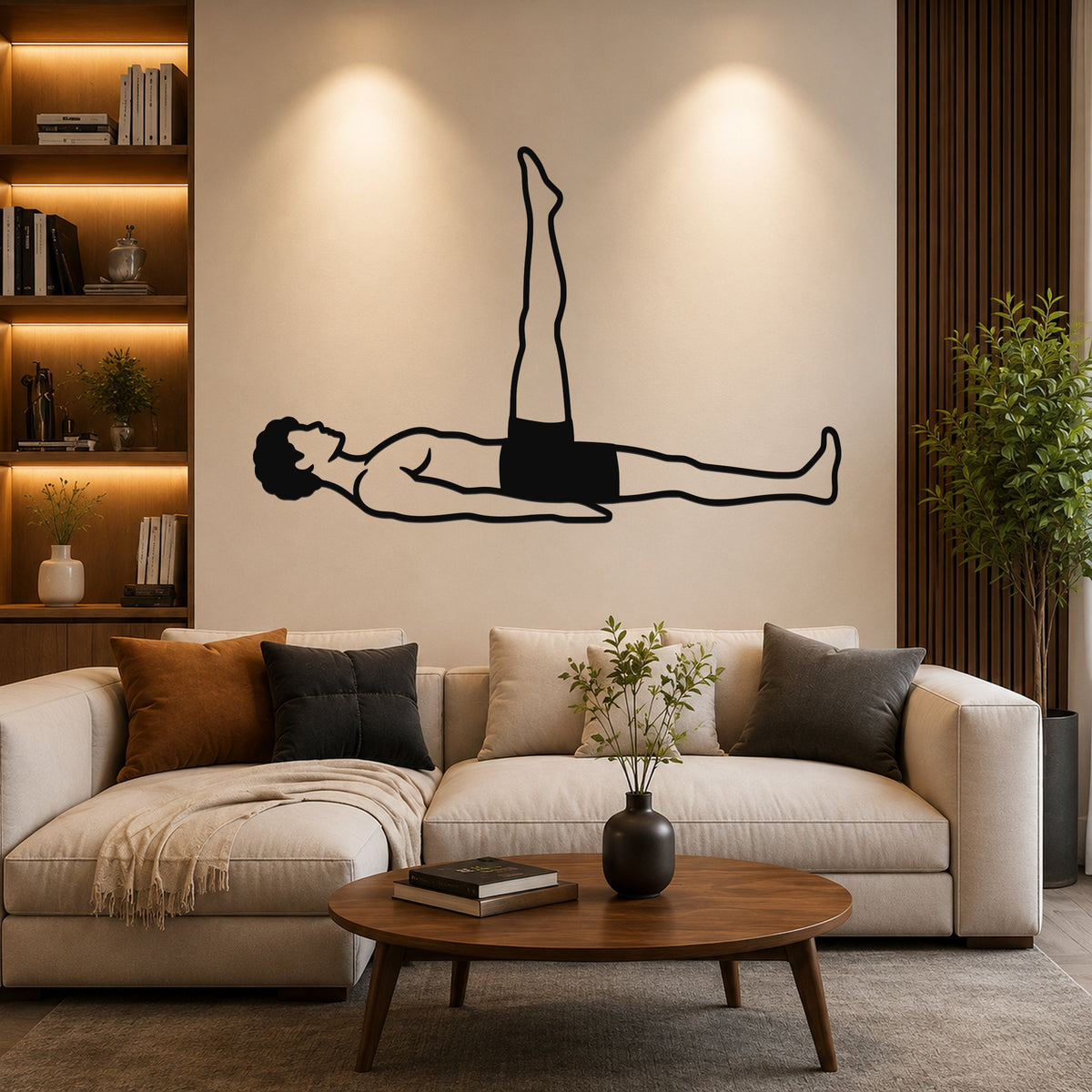 Male Classical Pilates One Leg Circle waterproof steel metal wall art, mockup 6