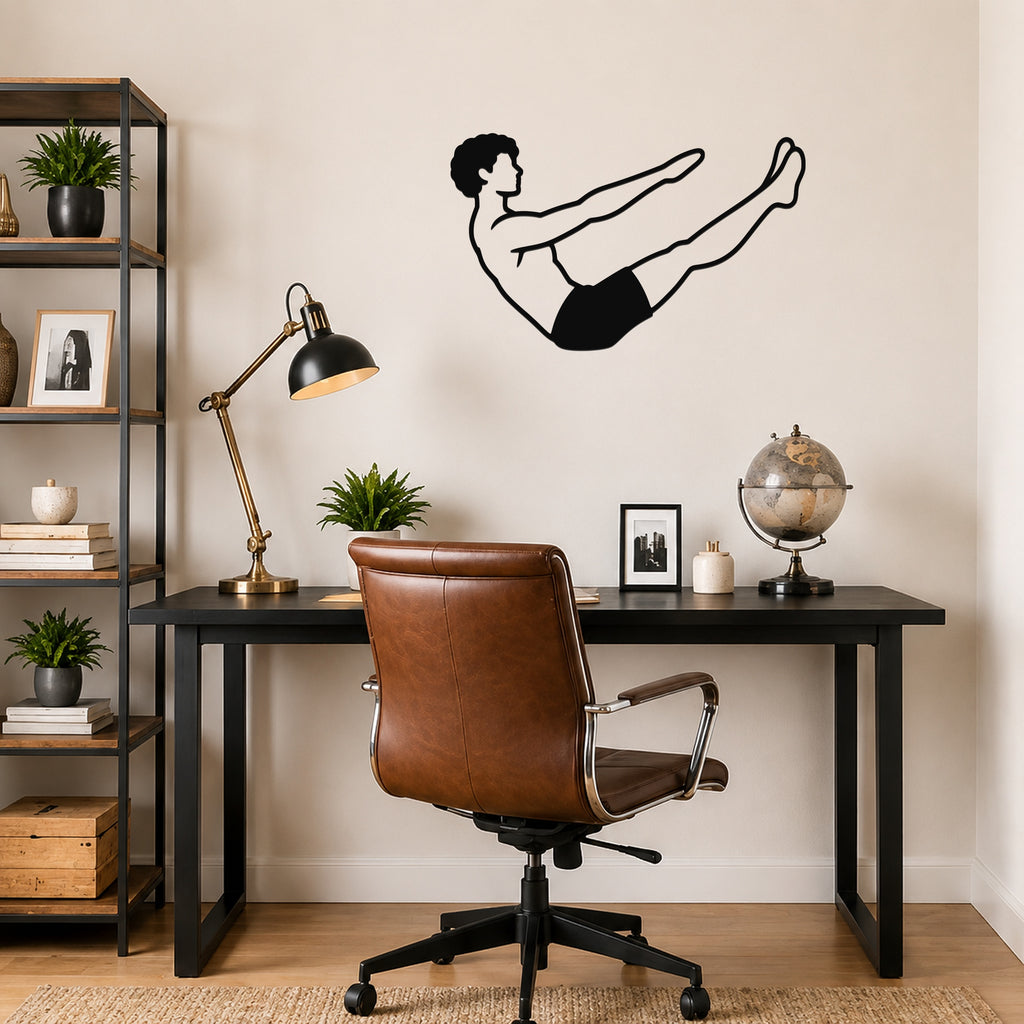 Male Classical Pilates Teaser waterproof steel metal wall art, mockup 6