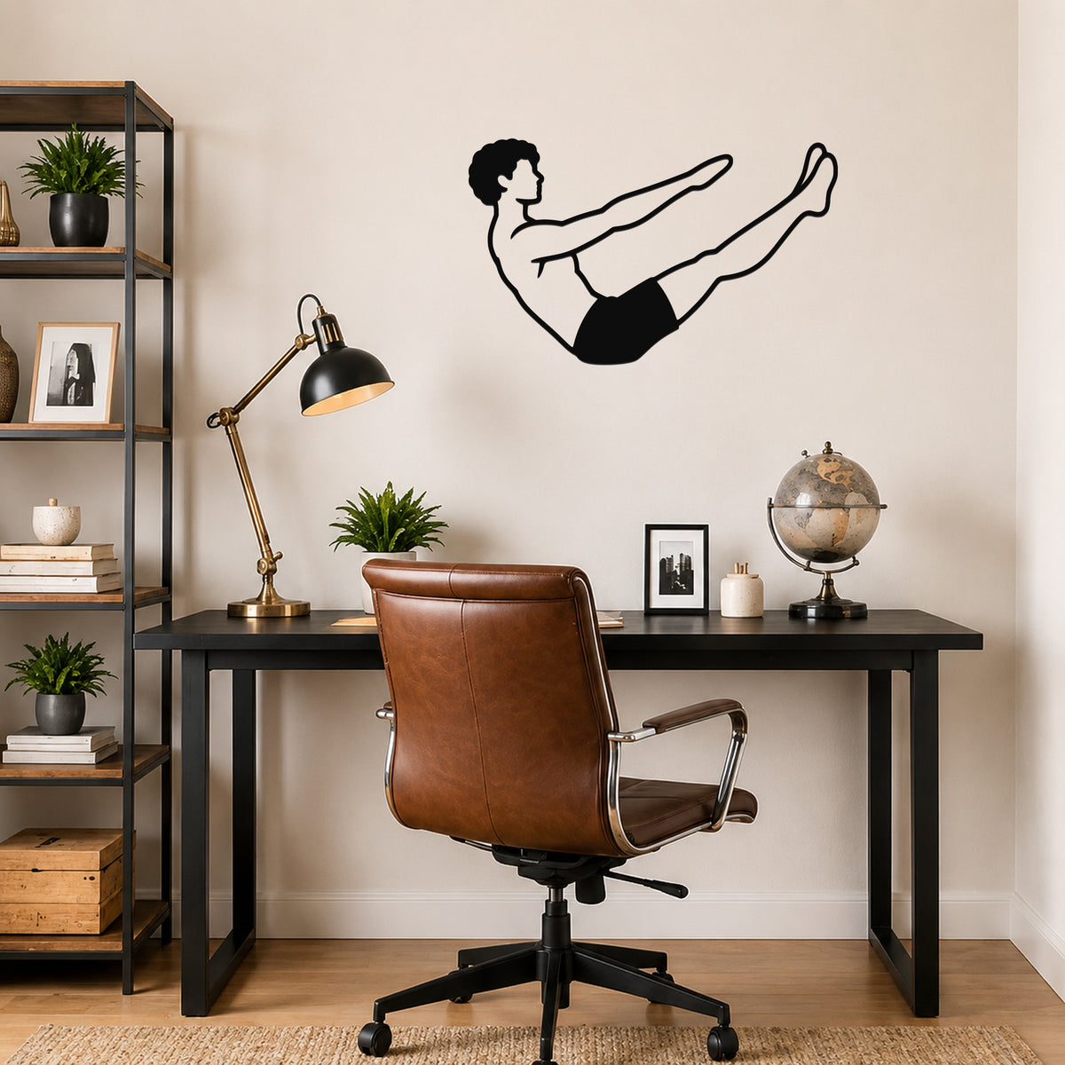 Male Classical Pilates Teaser waterproof steel metal wall art, mockup 6