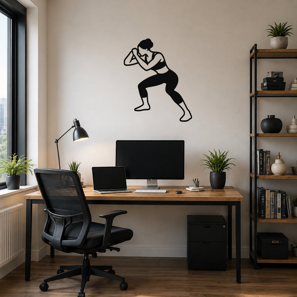 Female Wrestling Snap Down Motion waterproof steel metal wall art, mockup 6