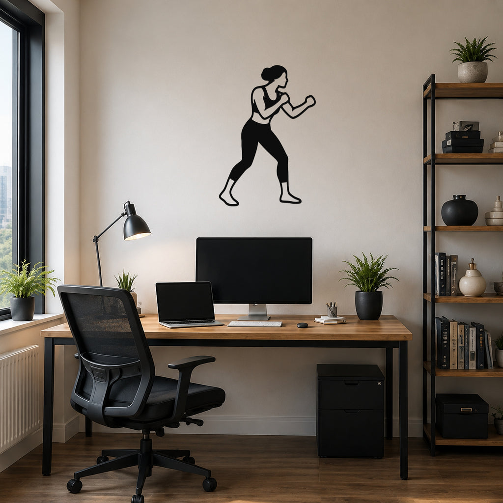 Female Boxing REAR UPPERCUT waterproof steel metal wall art, mockup 6