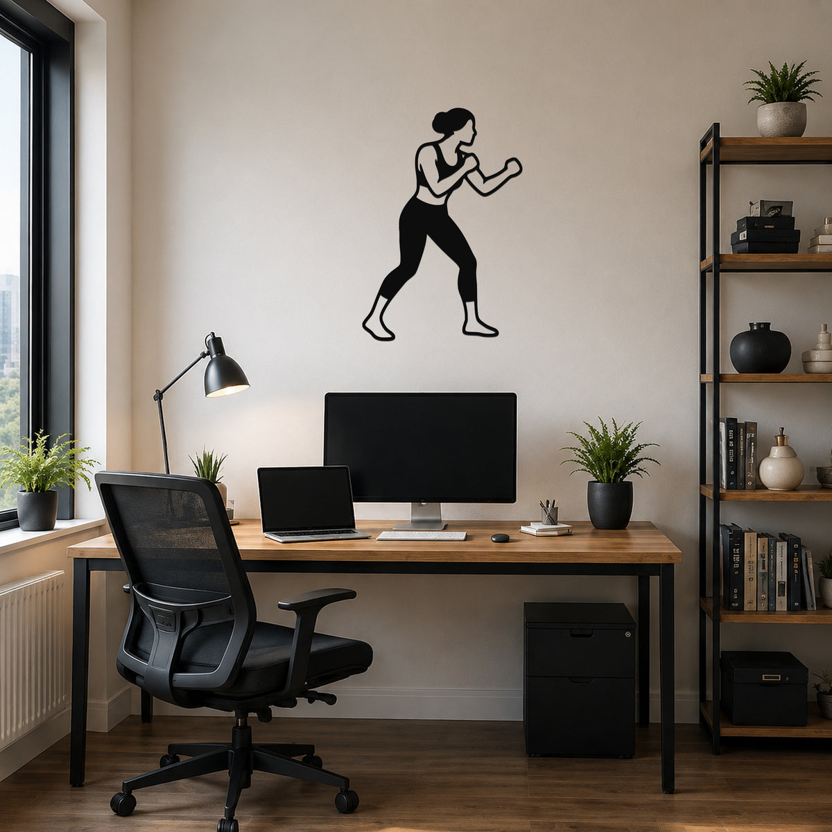 Female Boxing REAR UPPERCUT waterproof steel metal wall art, mockup 6