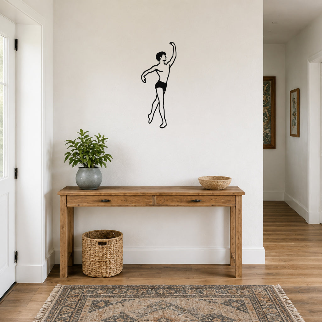 Male Ballet Croisé derrière waterproof steel metal wall art, mockup 6