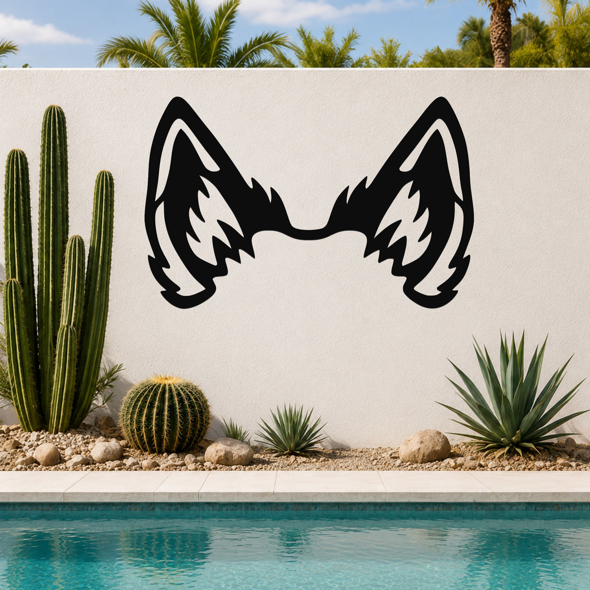 Wolf dog ear waterproof metal wall art, mockup 6