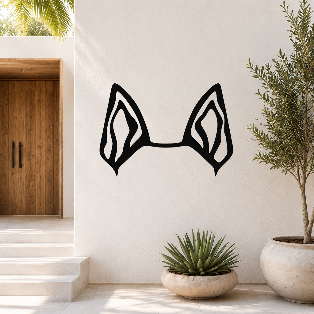 Mini Foxie dog ear waterproof metal wall art, mockup 6