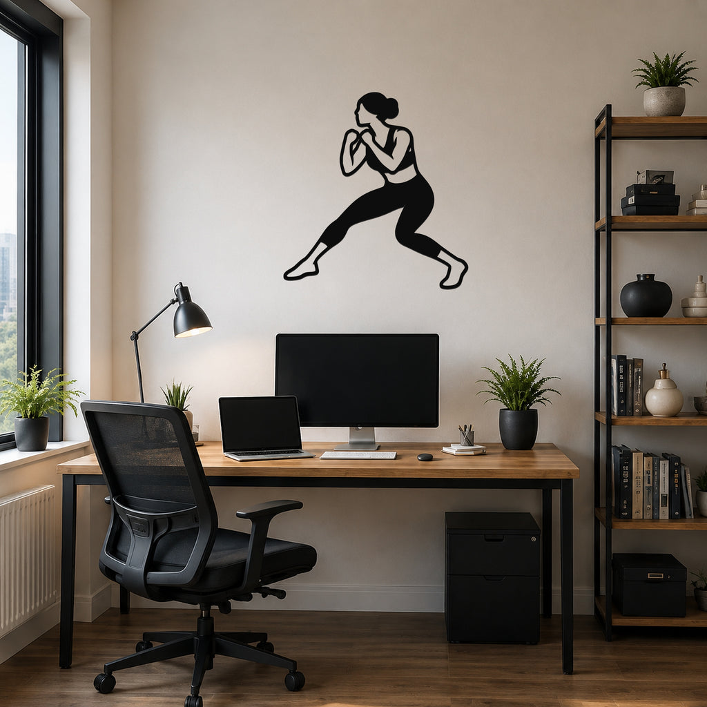 Female Wrestling Back Step Defense waterproof steel metal wall art, mockup 6