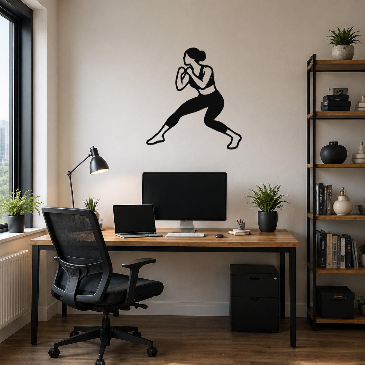 Female Wrestling Back Step Defense waterproof steel metal wall art, mockup 6