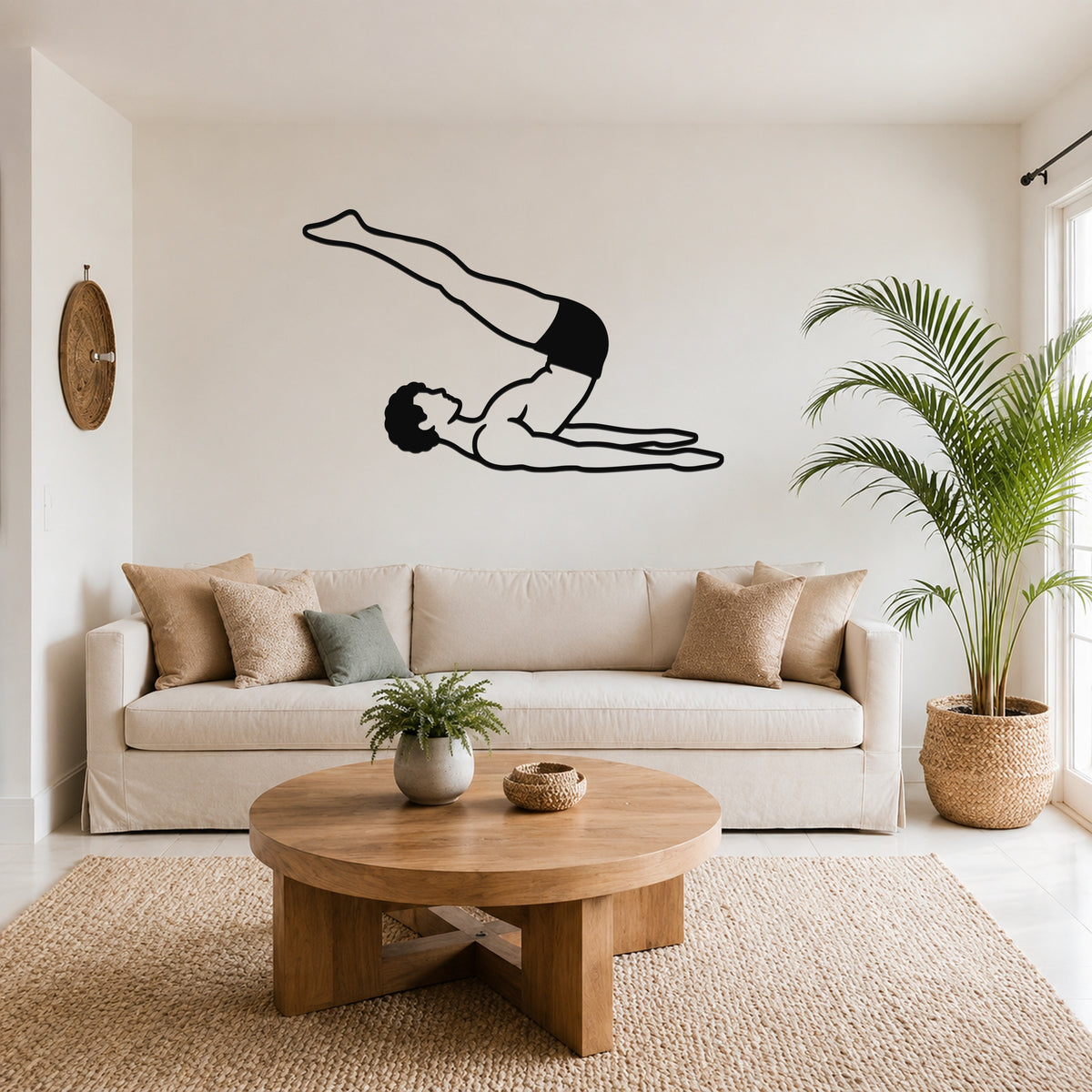 Male Classical Pilates Jack Knife waterproof steel metal wall art, mockup 6