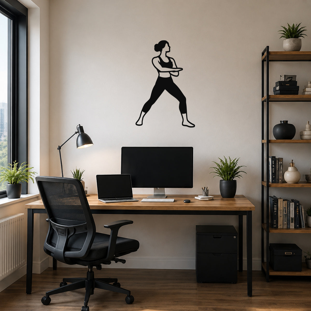 Female Karate Downward Block waterproof steel metal wall art, mockup 6