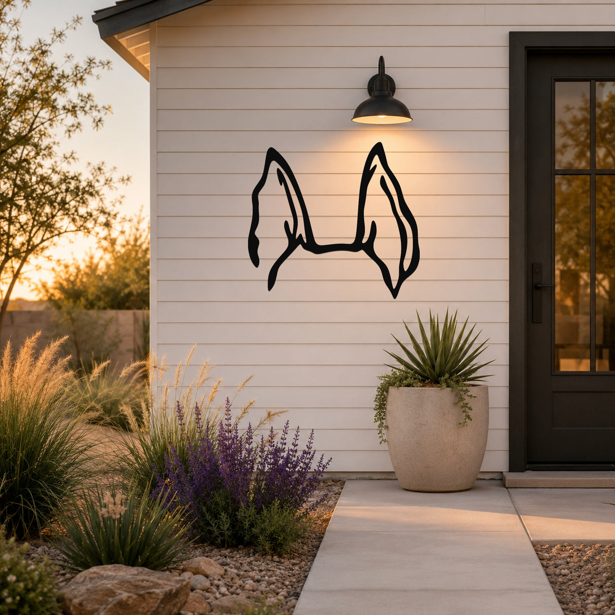 German Shepherd dog ear waterproof metal wall art, mockup 6