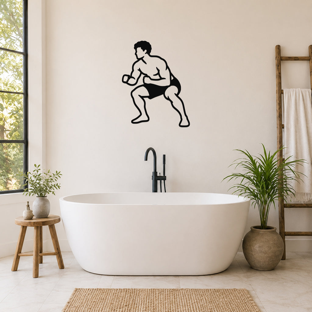 Male Wrestling Level Change waterproof steel metal wall art, mockup 6