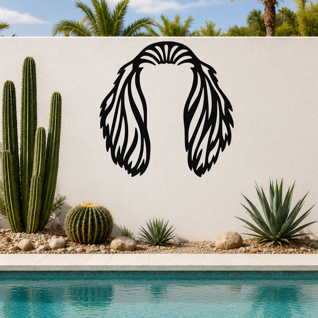 Long-haired Dachshund dog ear waterproof metal wall art, mockup 6
