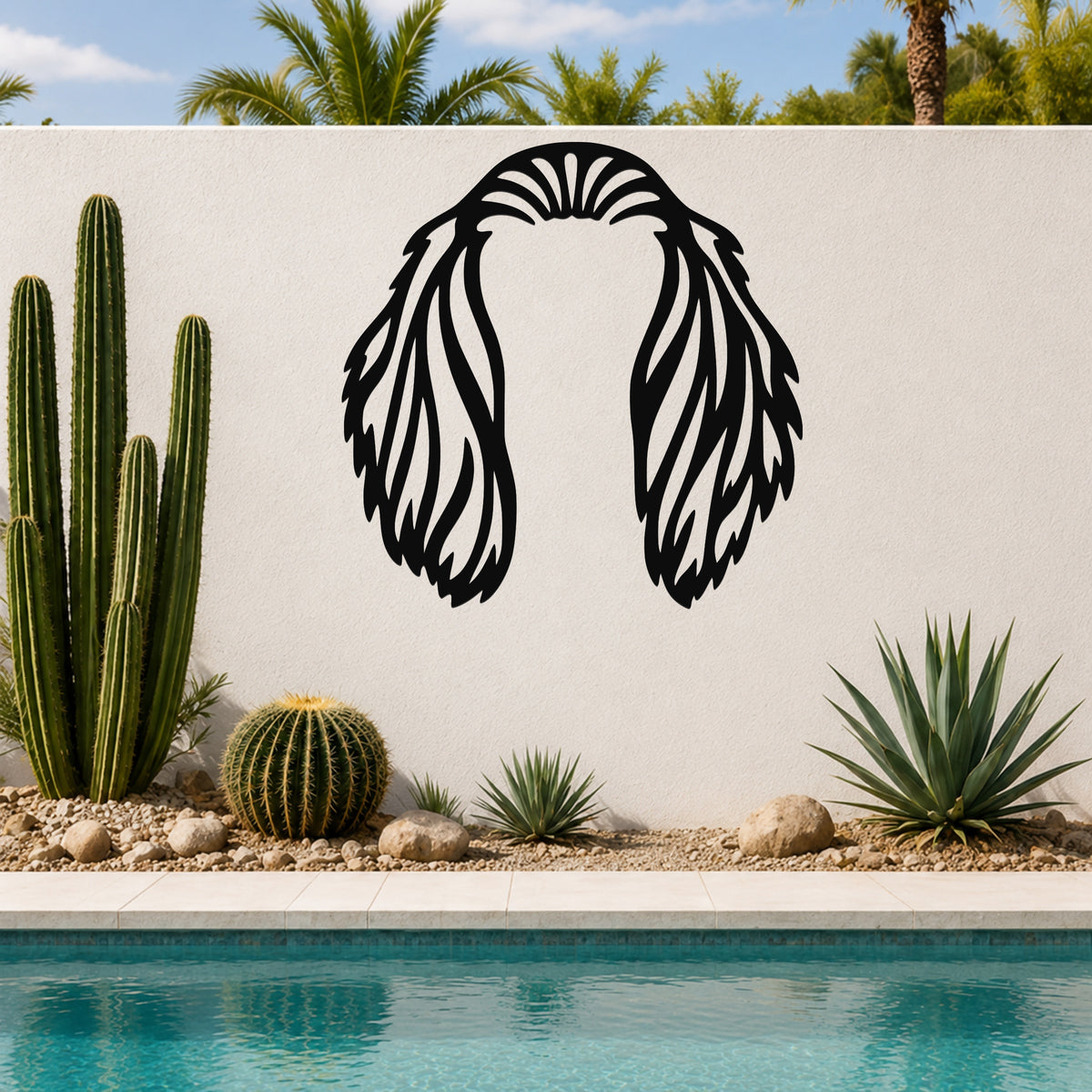 Long-haired Dachshund dog ear waterproof metal wall art, mockup 6