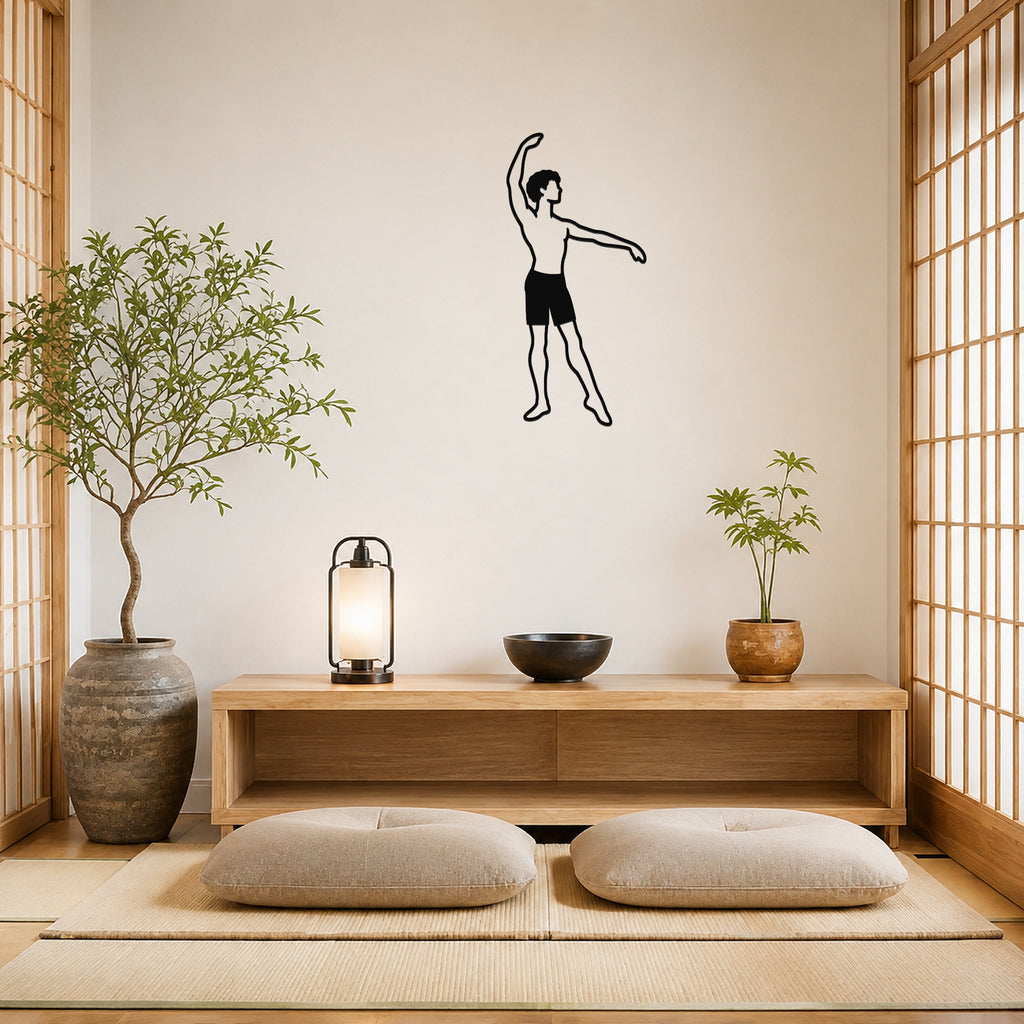 Male Ballet Effacé devant waterproof steel metal wall art, mockup 6