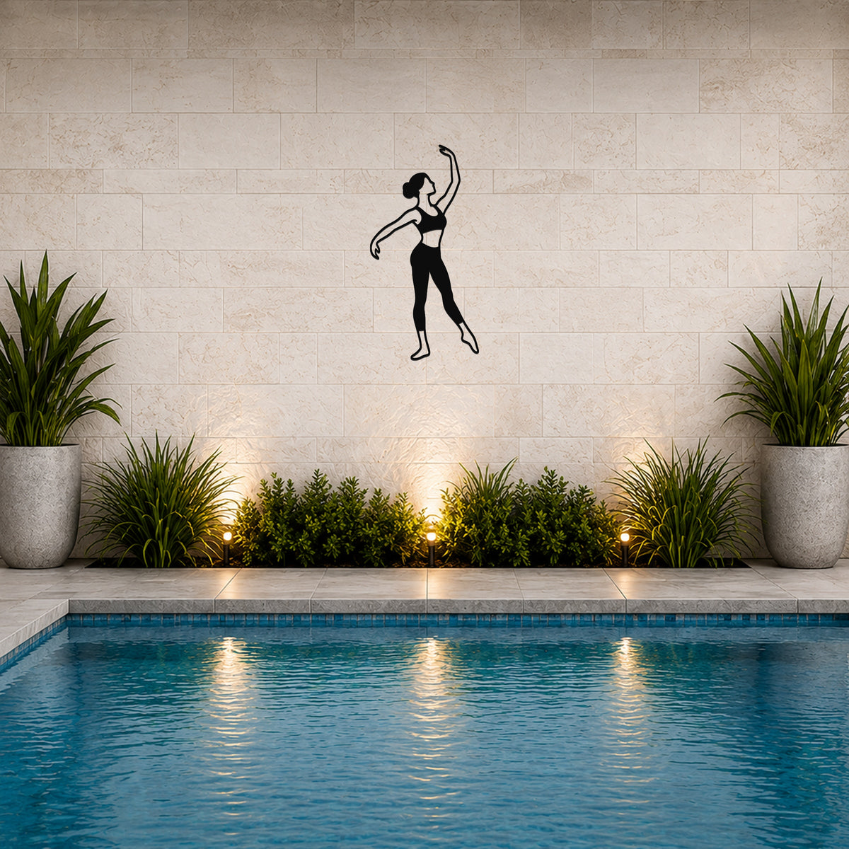 Female Ballet Écarté derrière waterproof steel metal wall art, mockup 6