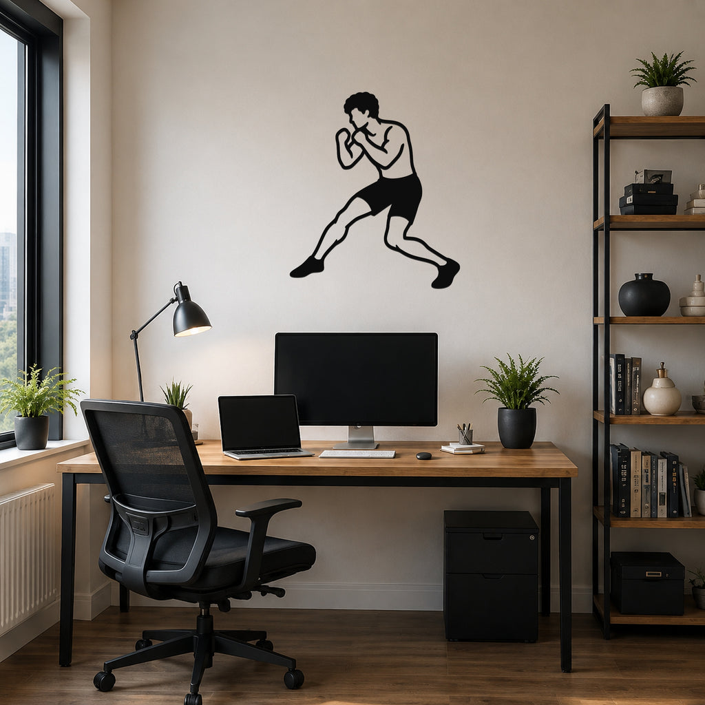 Male Wrestling Back Step Defense waterproof steel metal wall art, mockup 6