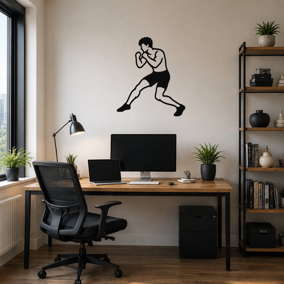 Male Wrestling Back Step Defense waterproof steel metal wall art, mockup 6