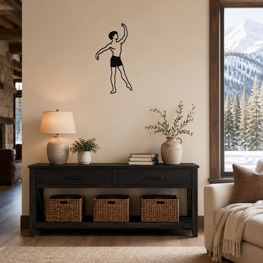 Male Ballet Écarté derrière waterproof steel metal wall art, mockup 6
