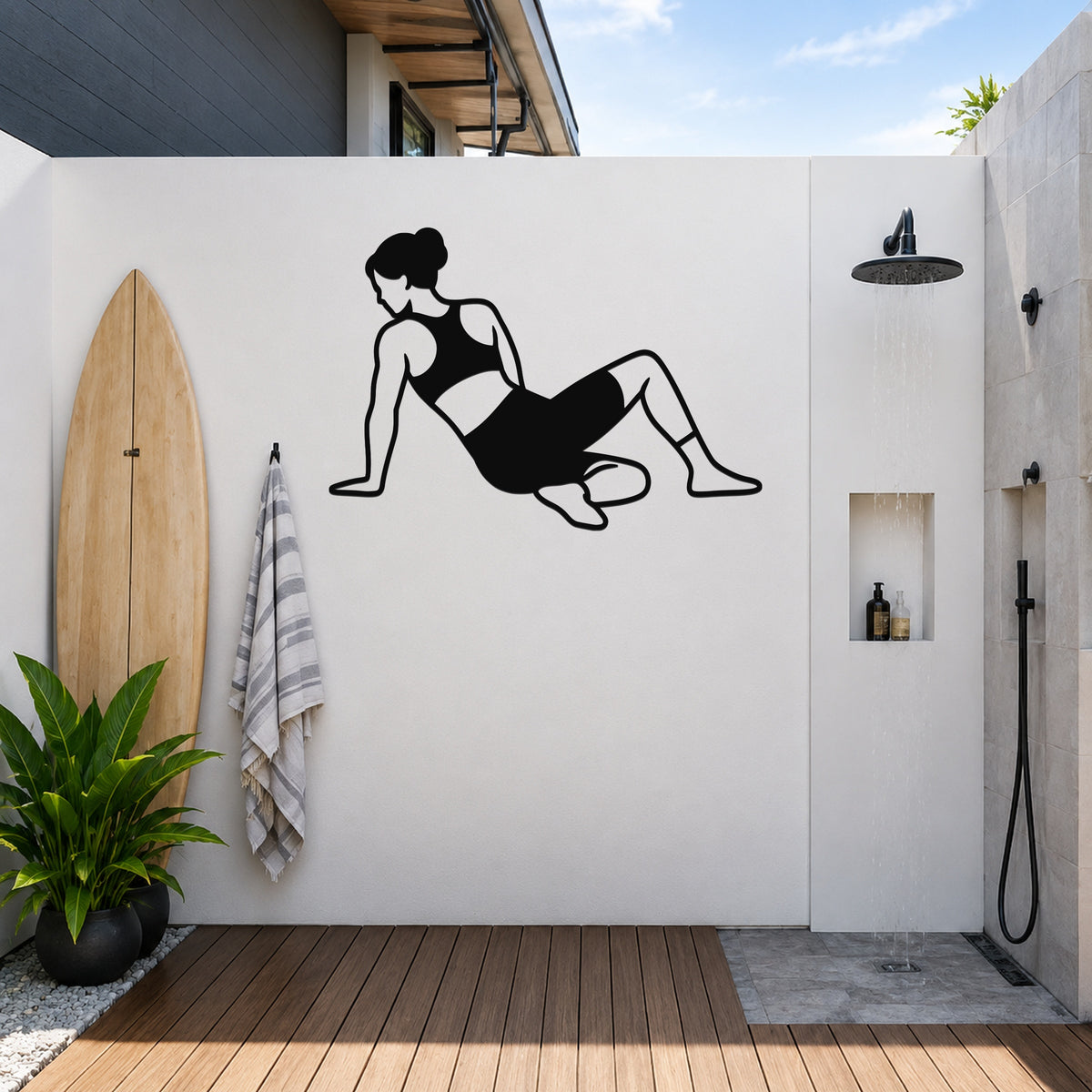 Female Wrestling Sit Out Escape waterproof steel metal wall art, mockup 6