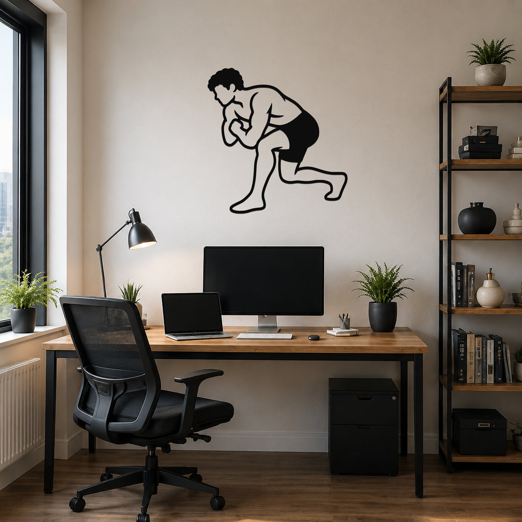 Male Wrestling Single Leg Entry waterproof steel metal wall art, mockup 6