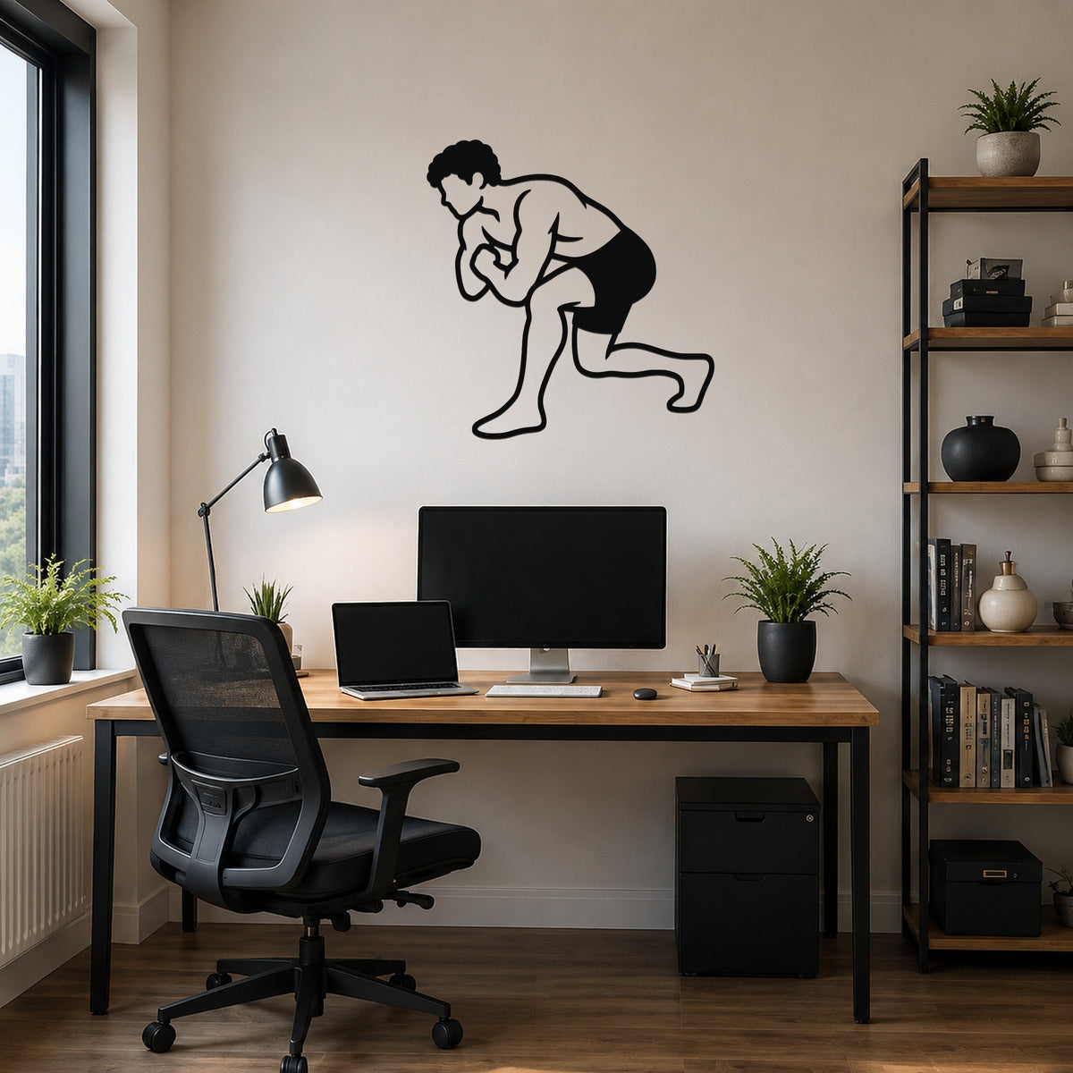 Male Wrestling Single Leg Entry waterproof steel metal wall art, mockup 6