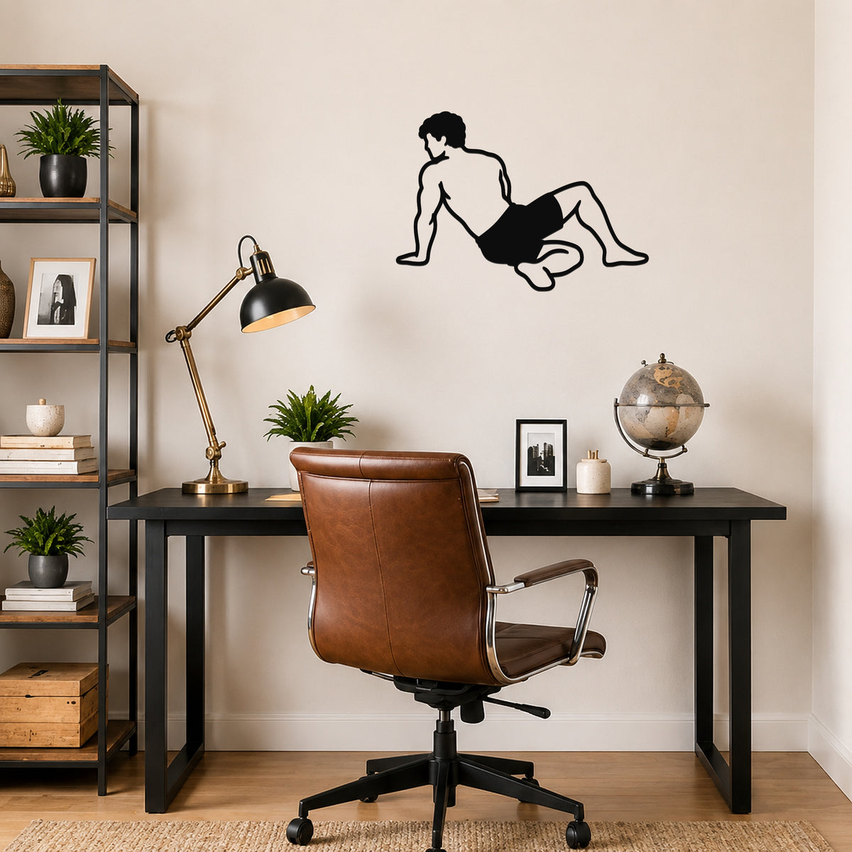 Male Wrestling Sit Out Escape waterproof steel metal wall art, mockup 6