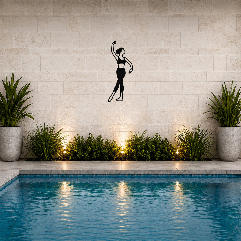 Female Ballet Croisé devant waterproof steel metal wall art, mockup 6