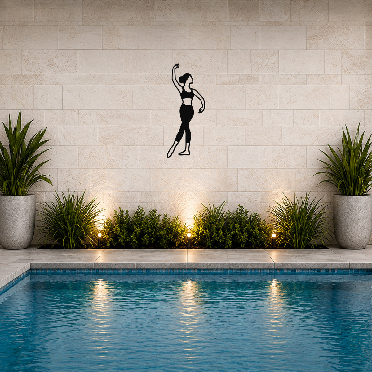 Female Ballet Croisé devant waterproof steel metal wall art, mockup 6