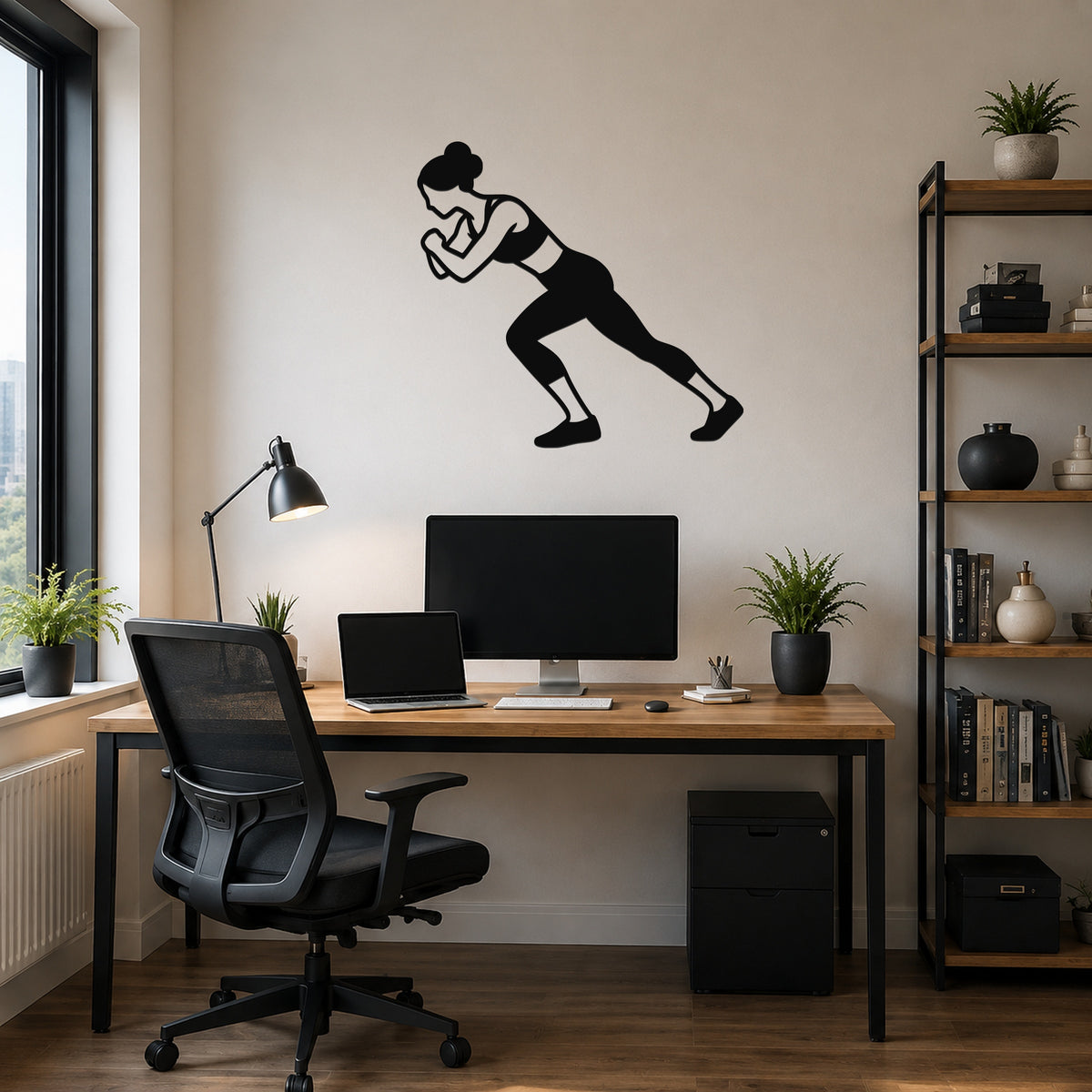 Female Wrestling Hip Pressure Drive waterproof steel metal wall art, mockup 6