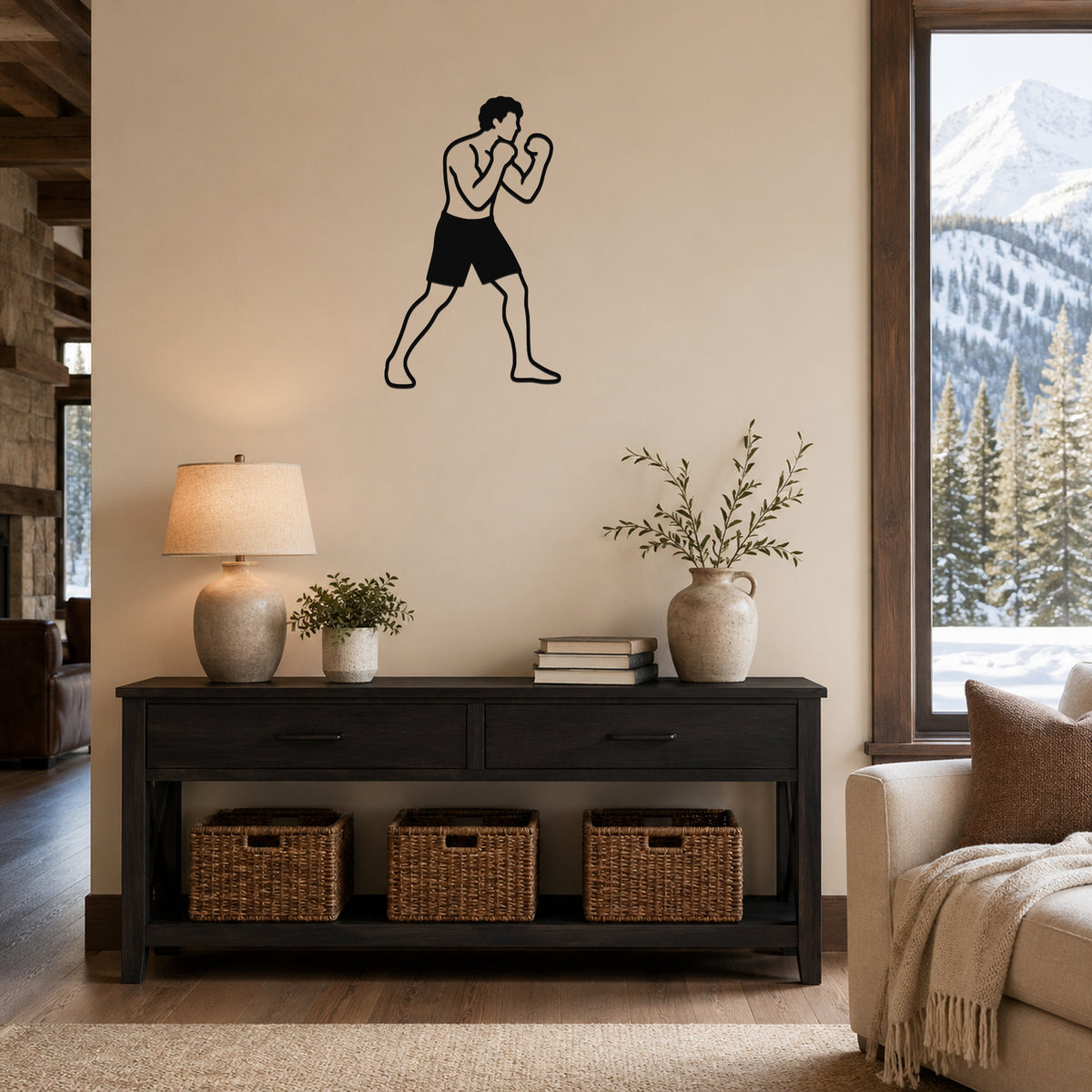 Male Boxing LEAD HOOK waterproof steel metal wall art, mockup 6