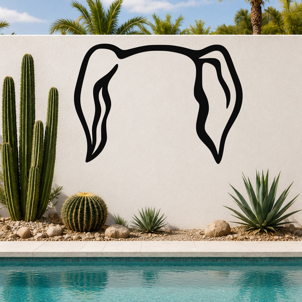 Wire-haired Dachshund dog ear waterproof metal wall art, mockup 6