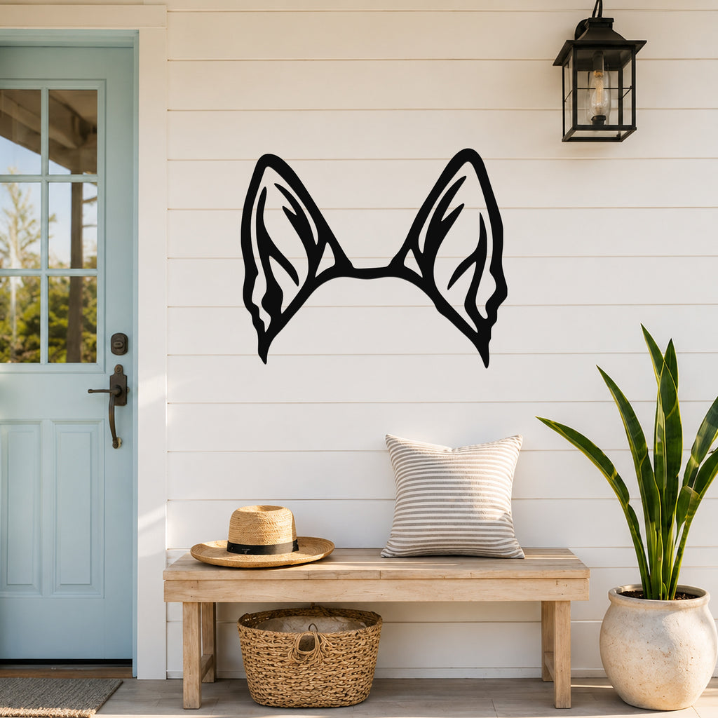German Shepherd dog ear waterproof metal wall art, mockup 6