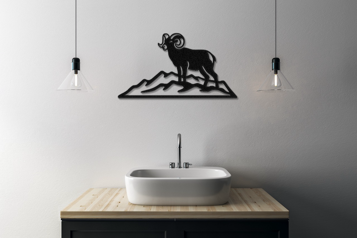 Bighorn Sheep Metal Wall Art: Bold Organic Design - Weatherproof Steel, Indoor Outdoor, Western Rustic Accent