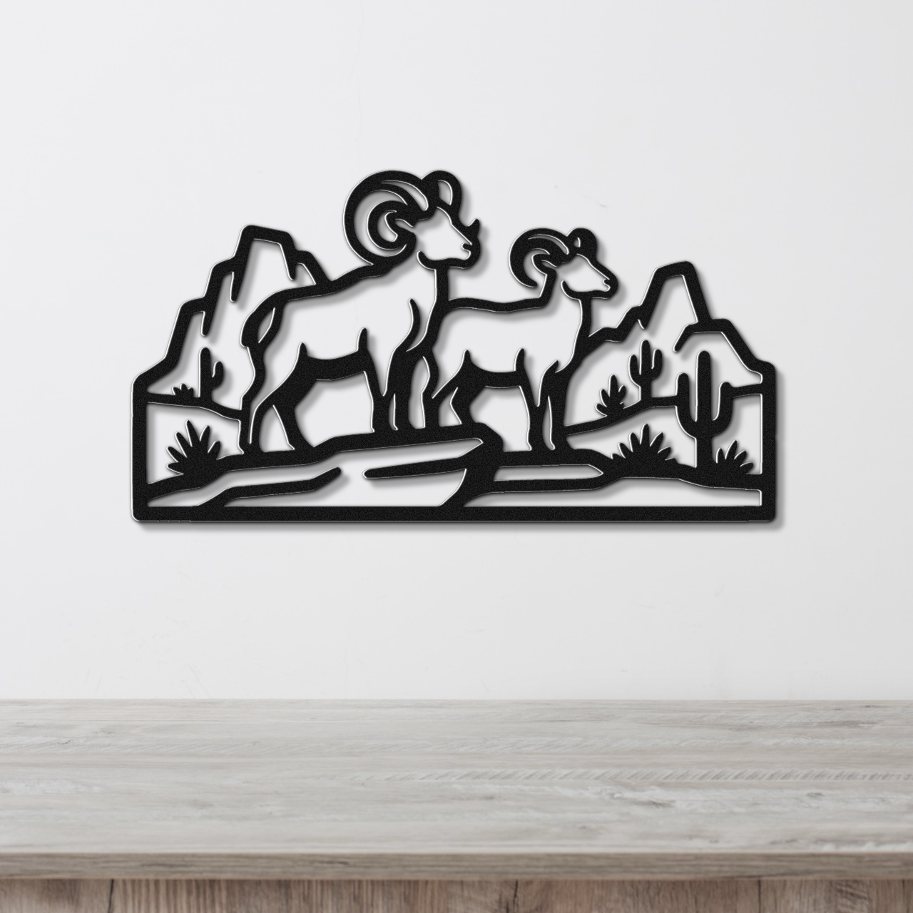 Bighorn Sheep Metal Wall Art: Western Wildlife Design, Weatherproof Steel (Rustic Cabin Decor, Indoor Outdoor Display)
