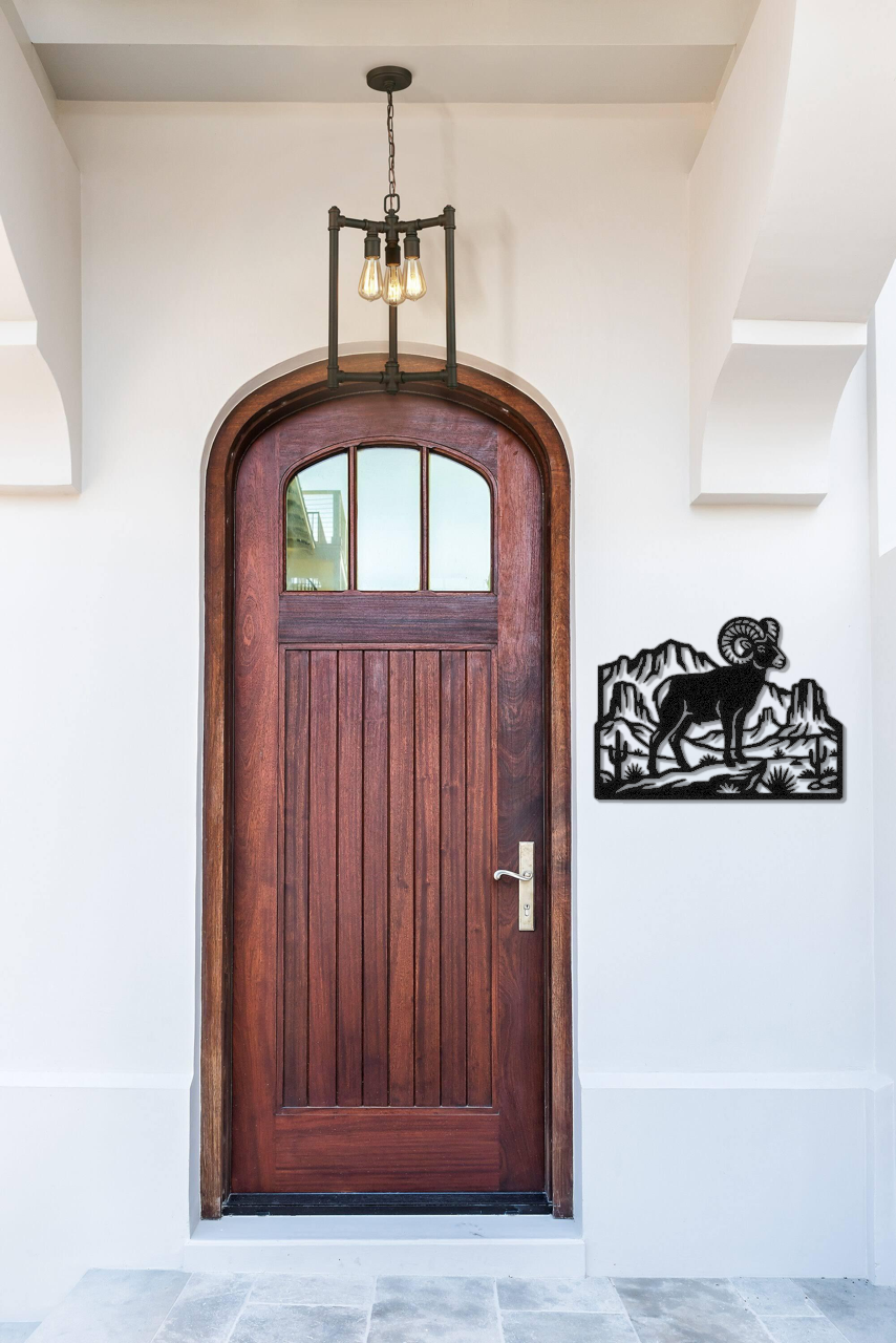 Bighorn Sheep Metal Wall Art: Southwestern Silhouette, Weatherproof Steel | Rustic Ranch Decor, Indoor Outdoor | Bold Organic Design