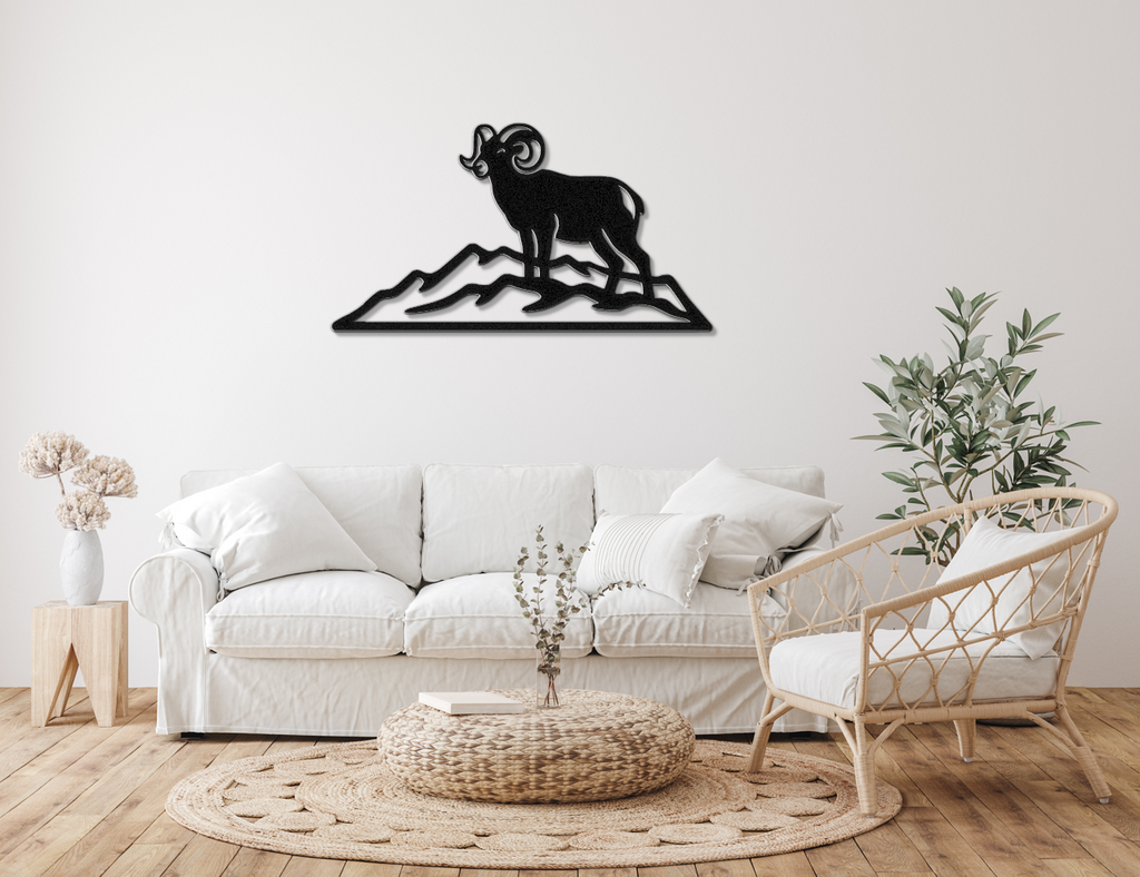 Bighorn Sheep Metal Wall Art: Bold Organic Design - Weatherproof Steel, Indoor Outdoor, Western Rustic Accent