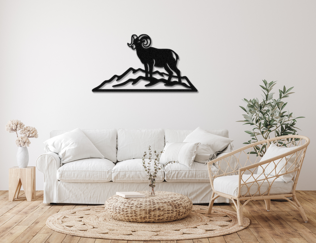 Bighorn Sheep Metal Wall Art: Bold Organic Design - Weatherproof Steel, Indoor Outdoor, Western Rustic Accent