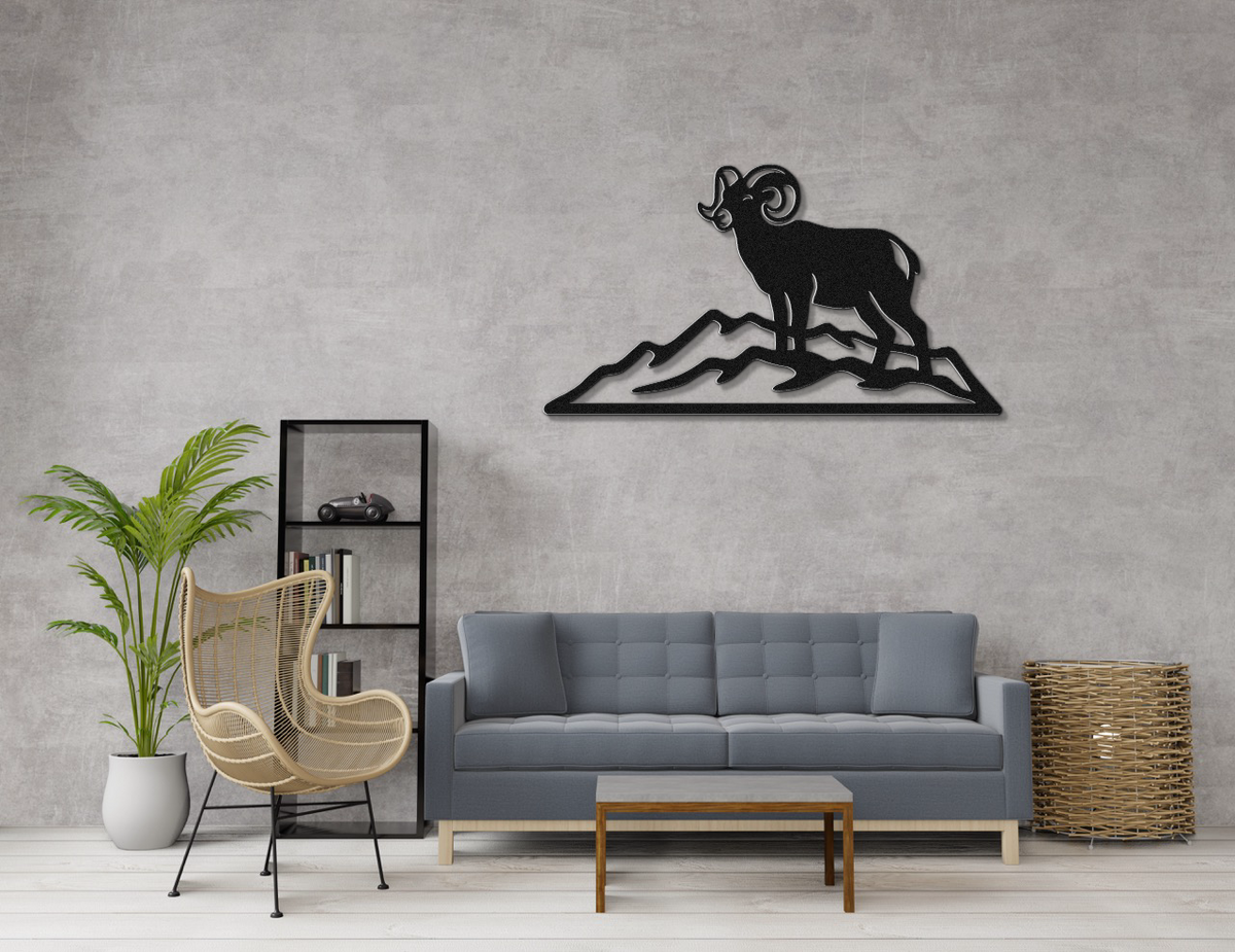 Bighorn Sheep Metal Wall Art: Bold Organic Design - Weatherproof Steel, Indoor Outdoor, Western Rustic Accent
