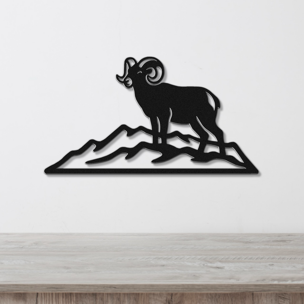 Bighorn Sheep Metal Wall Art: Bold Organic Design - Weatherproof Steel, Indoor Outdoor, Western Rustic Accent