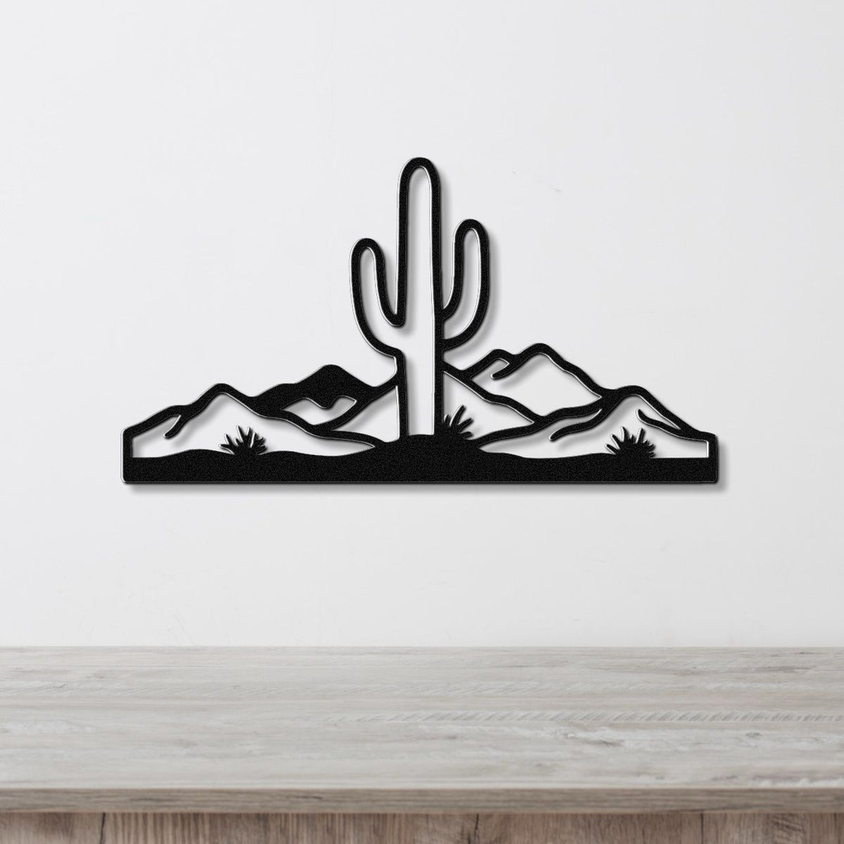 Desert Rugged Beauty Metal Wall Art: Southwestern Landscape Silhouette, Weatherproof Powder-Coated Steel (Indoor Outdoor, Rustic Charm)