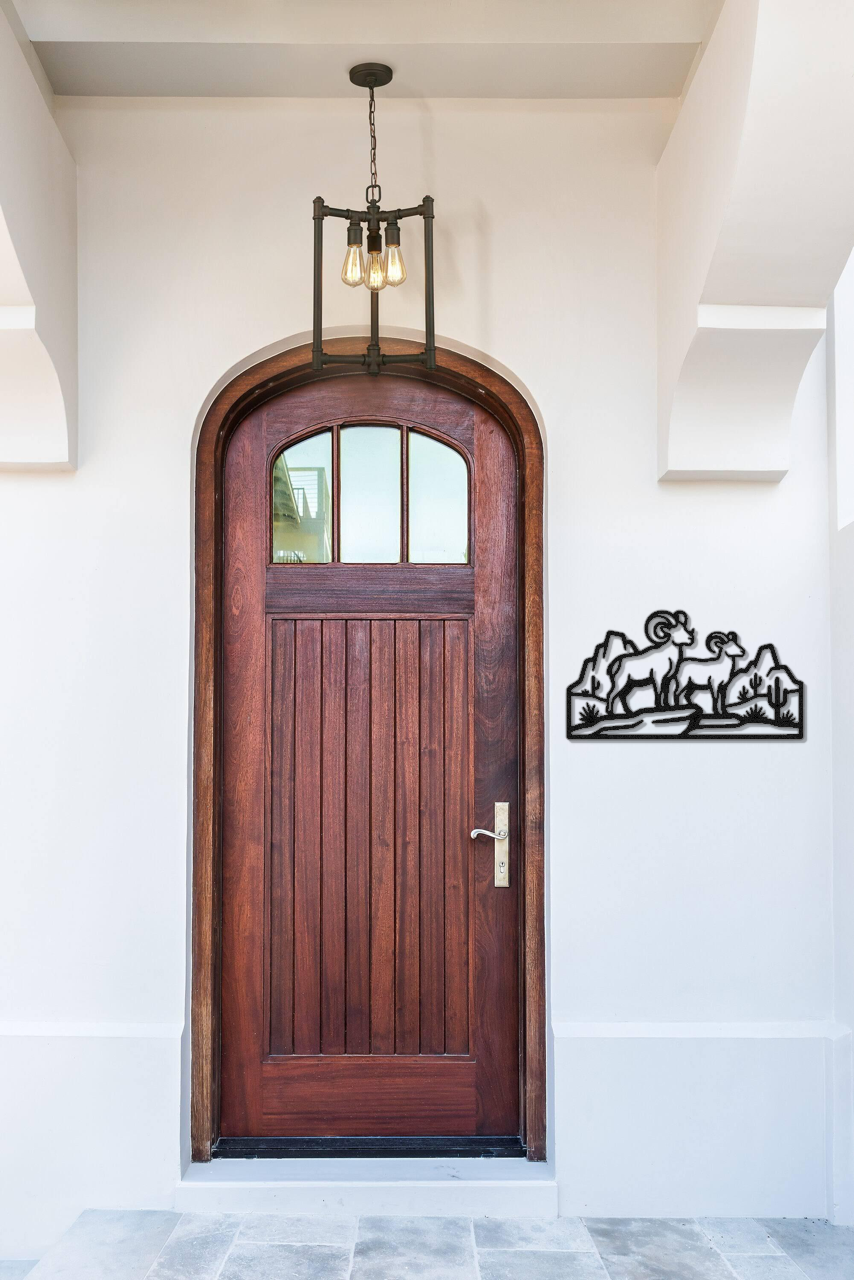 Bighorn Sheep Metal Wall Art: Western Wildlife Design, Weatherproof Steel (Rustic Cabin Decor, Indoor Outdoor Display)