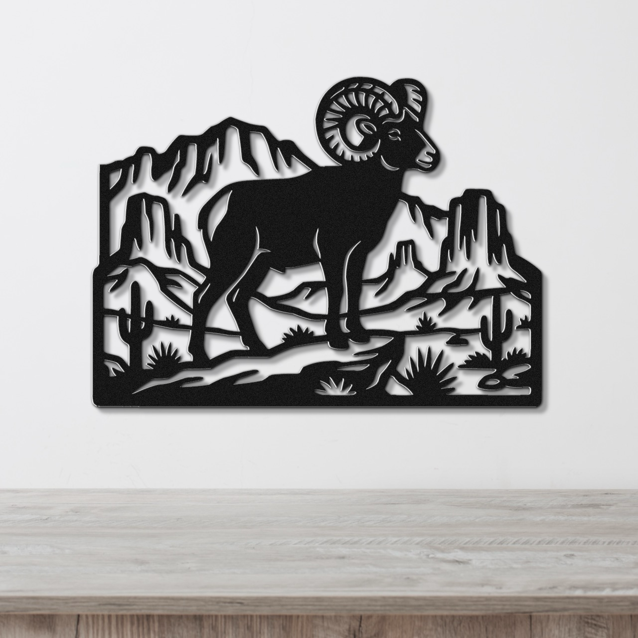 Bighorn Sheep Metal Wall Art: Southwestern Silhouette, Weatherproof Steel | Rustic Ranch Decor, Indoor Outdoor | Bold Organic Design