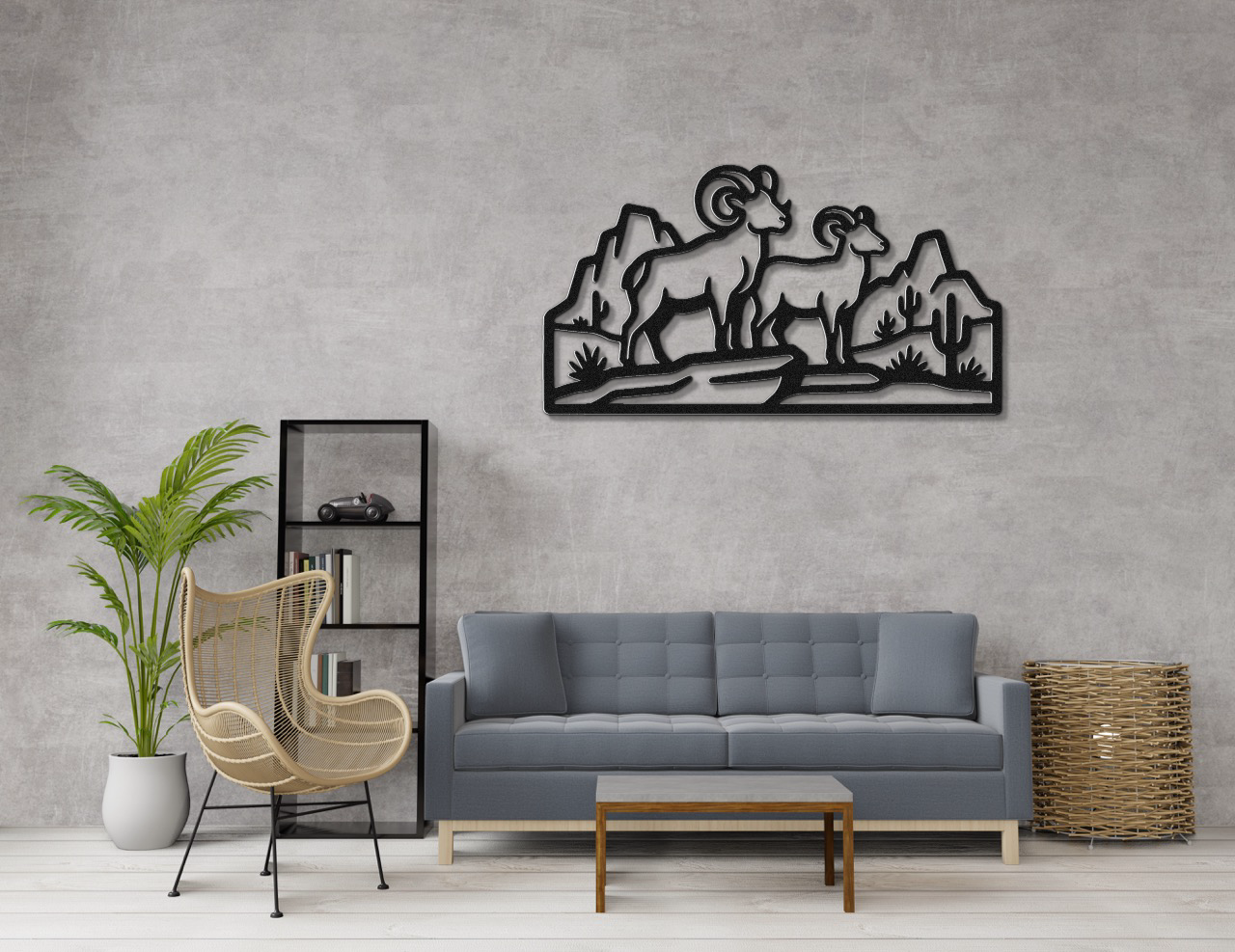 Bighorn Sheep Metal Wall Art: Western Wildlife Design, Weatherproof Steel (Rustic Cabin Decor, Indoor Outdoor Display)