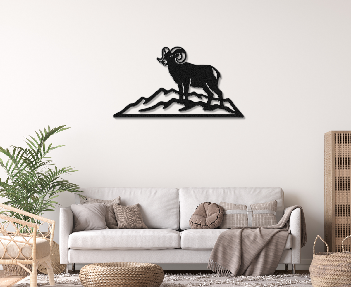 Bighorn Sheep Metal Wall Art: Bold Organic Design - Weatherproof Steel, Indoor Outdoor, Western Rustic Accent