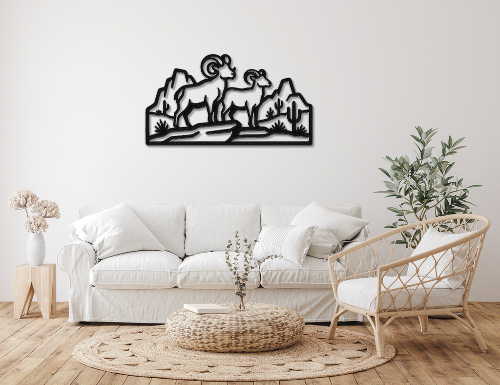 Bighorn Sheep Metal Wall Art: Western Wildlife Design, Weatherproof Steel (Rustic Cabin Decor, Indoor Outdoor Display)