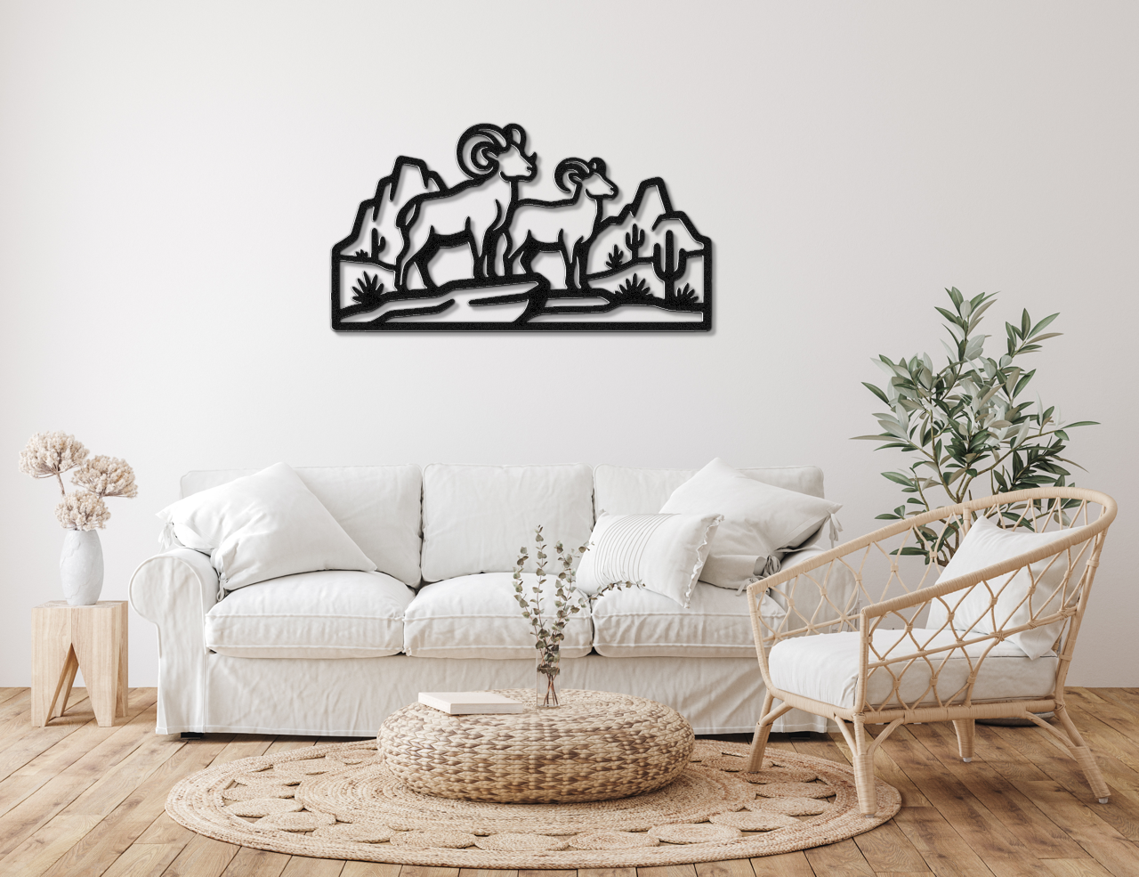 Bighorn Sheep Metal Wall Art: Western Wildlife Design, Weatherproof Steel (Rustic Cabin Decor, Indoor Outdoor Display)
